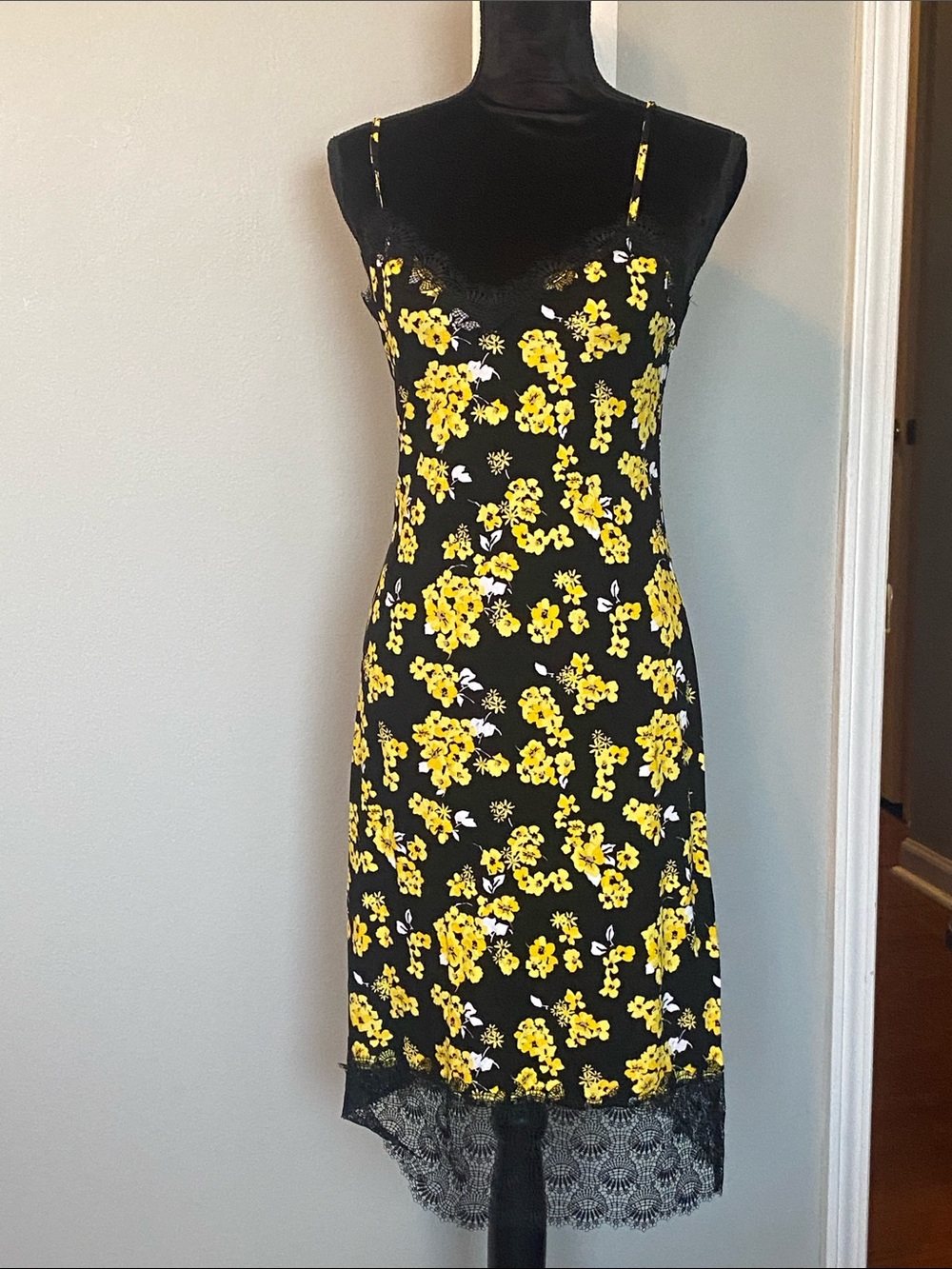 MICHAEL Michael Kors Black Dress with Yellow Floral Print